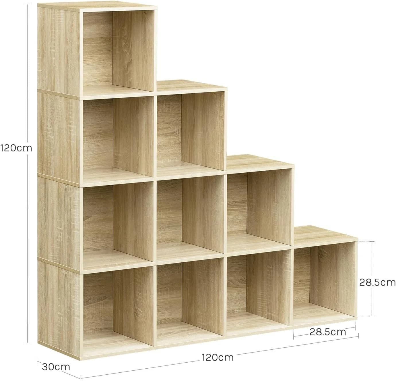 Woltu Bücherregal Würfelregal Weiß/Helle Eiche 10 Fächer - Bild 3