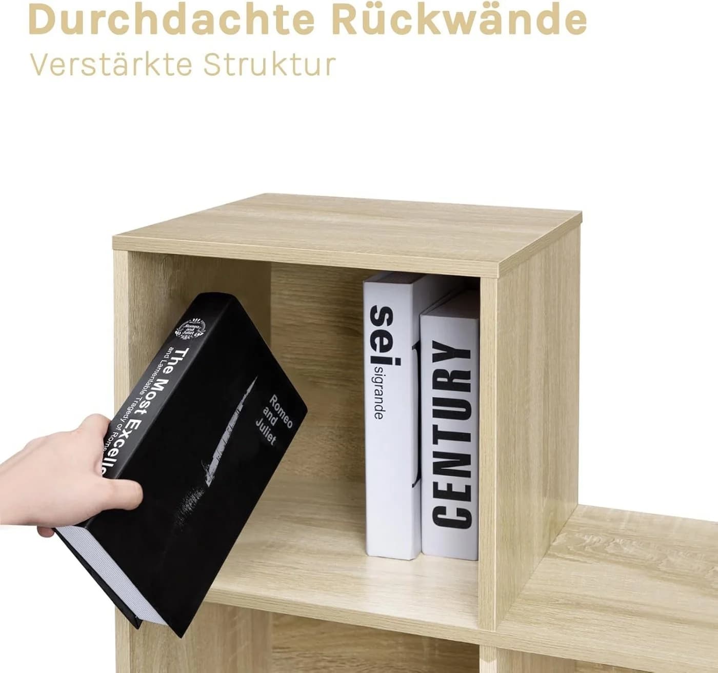 Woltu Bücherregal Würfelregal Weiß/Helle Eiche 10 Fächer - Bild 5
