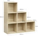 Woltu Bücherregal 6 Fächer Weiß/Helle Eiche Skandinavisch Bild 3