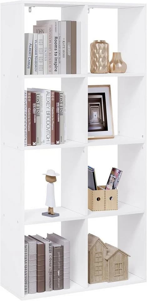 Woltu Bücherregal Raumteiler 4 Ebenen 8 Fächer Weiß - Bild 2
