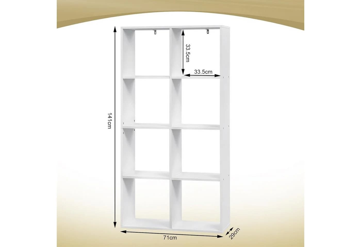Woltu Bücherregal Raumteiler 4 Ebenen 8 Fächer Weiß - Bild 3