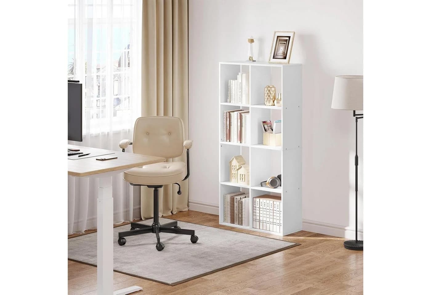 Woltu Bücherregal Raumteiler 4 Ebenen 8 Fächer Weiß - Bild 4