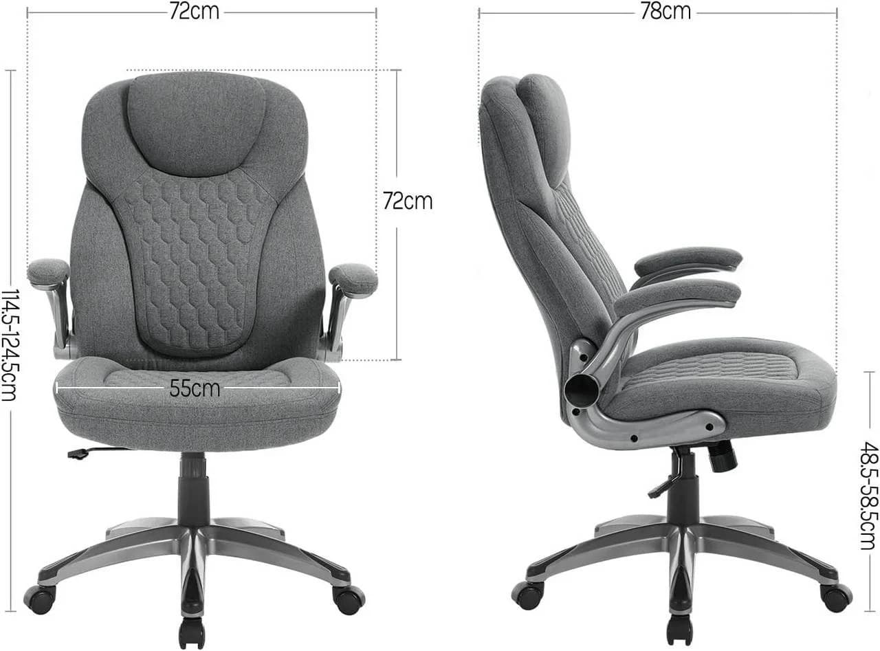 Woltu Bürostuhl Grau Ergonomisch mit Kopfstütze und klappbaren Armlehnen - Bild 3