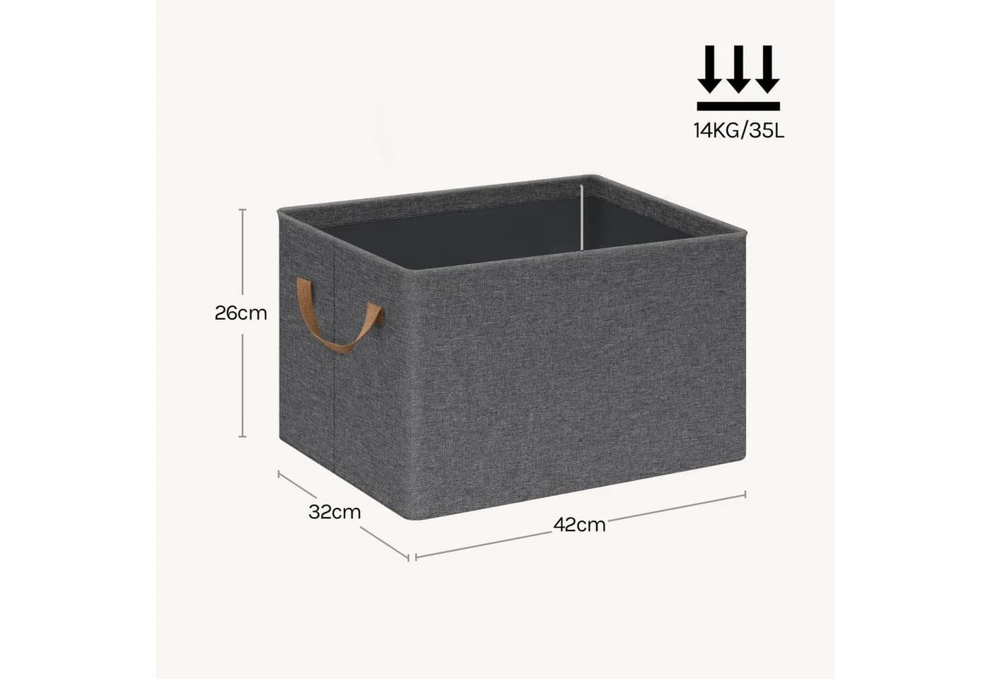 Woltu Aufbewahrungsbox 5er Set Grau Faltbar mit Griffen - Bild 3