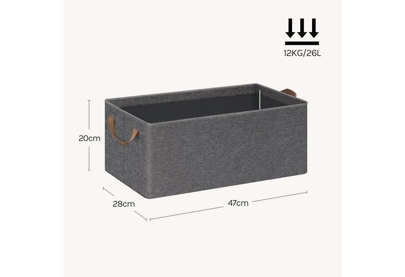 Woltu Aufbewahrungsbox 3er-Set Grau Stofffaltbox mit Griffen - Bild 3