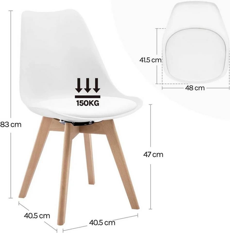 Woltu Esszimmerstuhl 2er Set Drehstuhl Polsterstuhl Massivholz Kunstleder - Bild 3