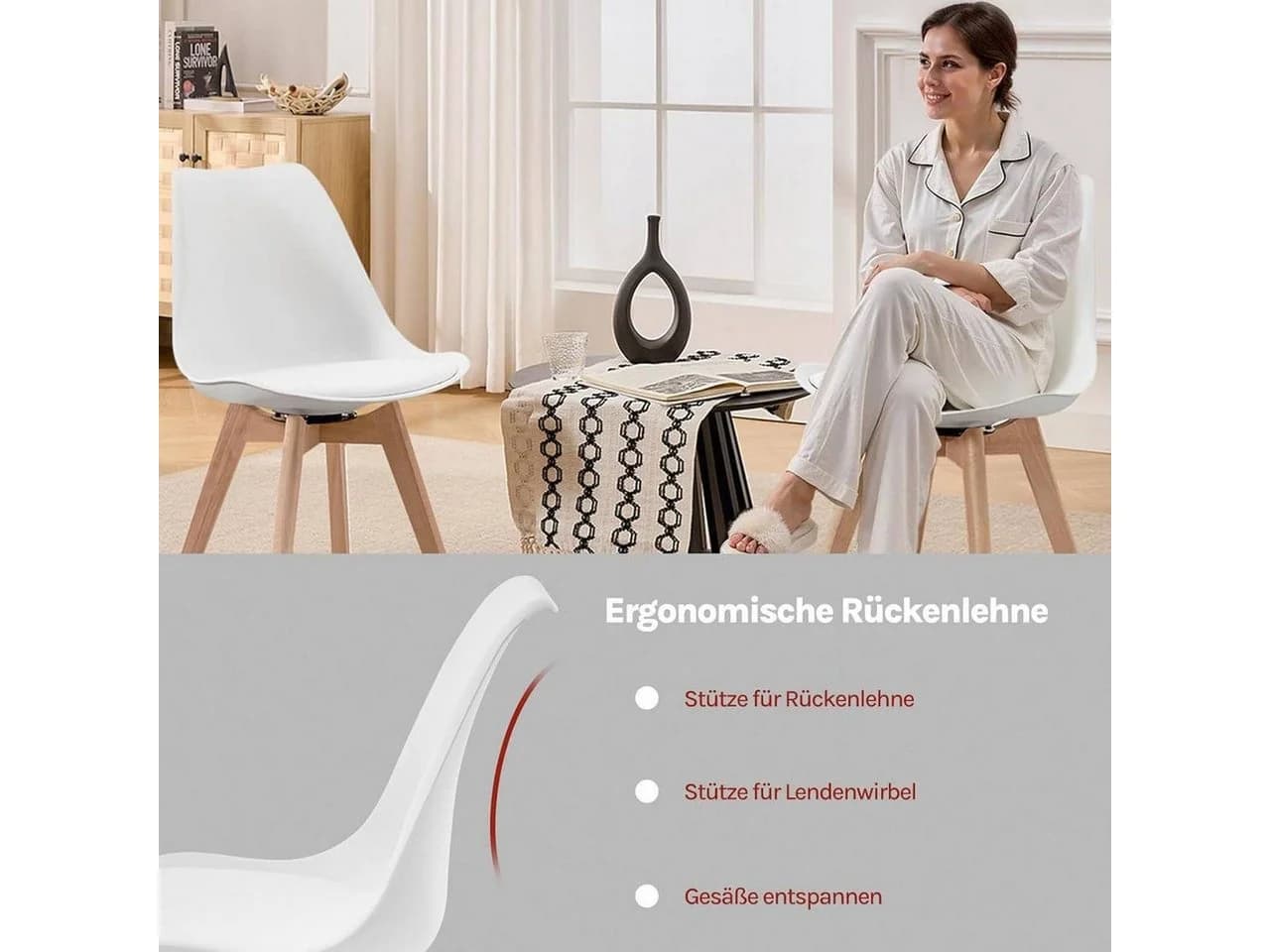 Woltu Esszimmerstuhl 2er Set Drehstuhl Polsterstuhl Massivholz Kunstleder - Bild 5