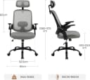 Woltu Bürostuhl mit Wippfunktion, verstellbarer Kopfstütze und Armlehnen Grau Bild 3