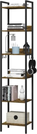 Woltu Standregal 6 Ebenen Industriestil Schwarz Holzoptik Bild 2