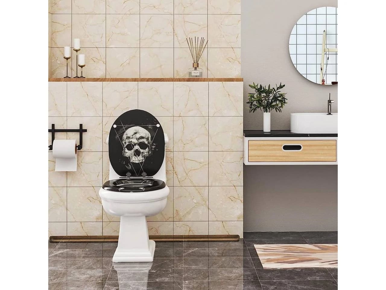 Woltu WC-Sitz mit Absenkautomatik und Softclose - Schwarz