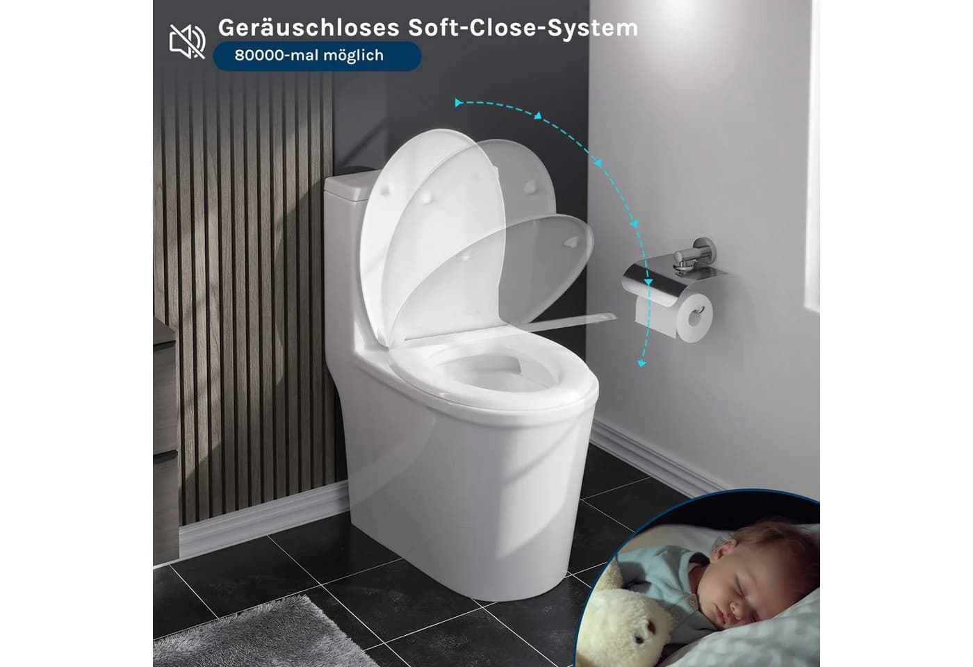 Woltu WC-Sitz WS2615 Weiß mit Absenkautomatik Duroplast - Bild 4