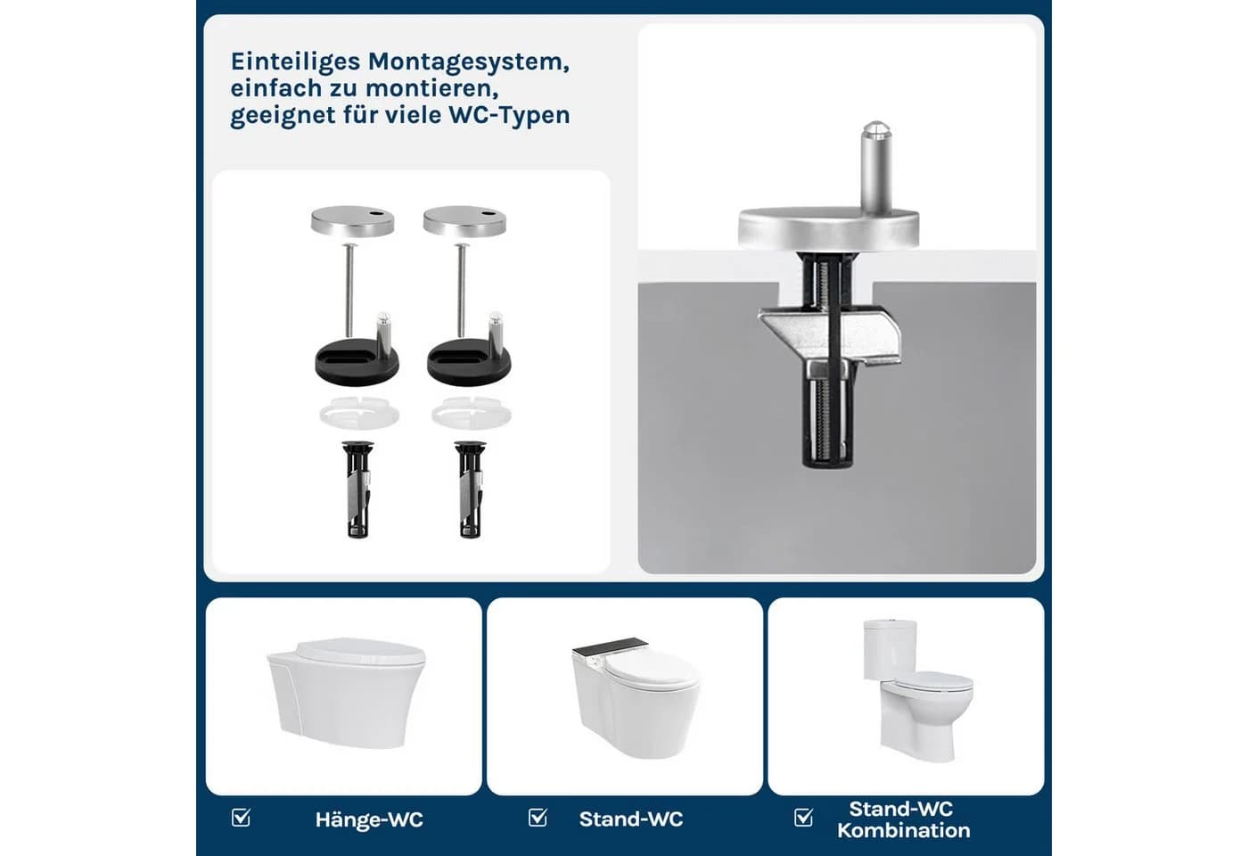 Woltu WC-Sitz WS2615 Weiß mit Absenkautomatik Duroplast - Bild 5