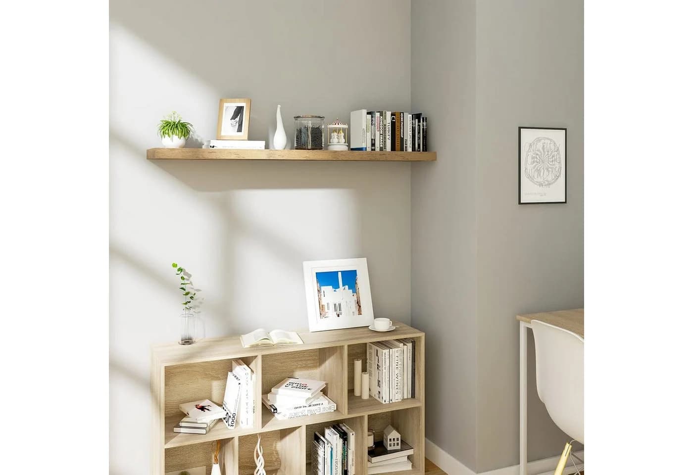 Woltu Wandboard 1-tlg. Wandregal Holz Schweberegal für Bücher