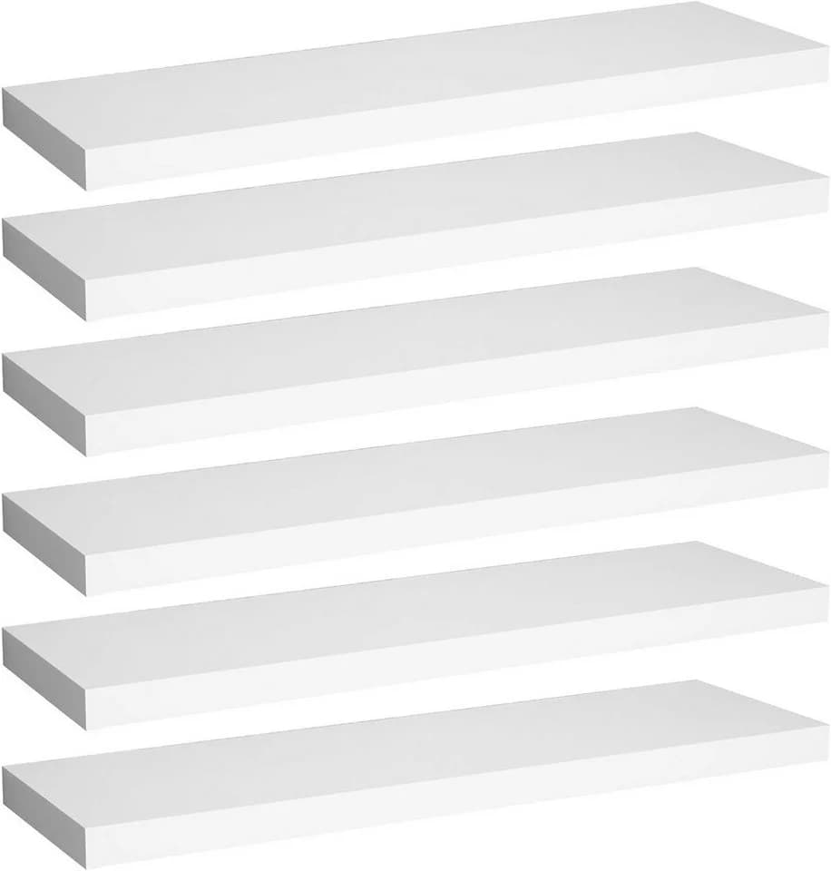 Woltu Wandregal 6-tlg. Schweberegal Grau Holzoptik - Bild 2