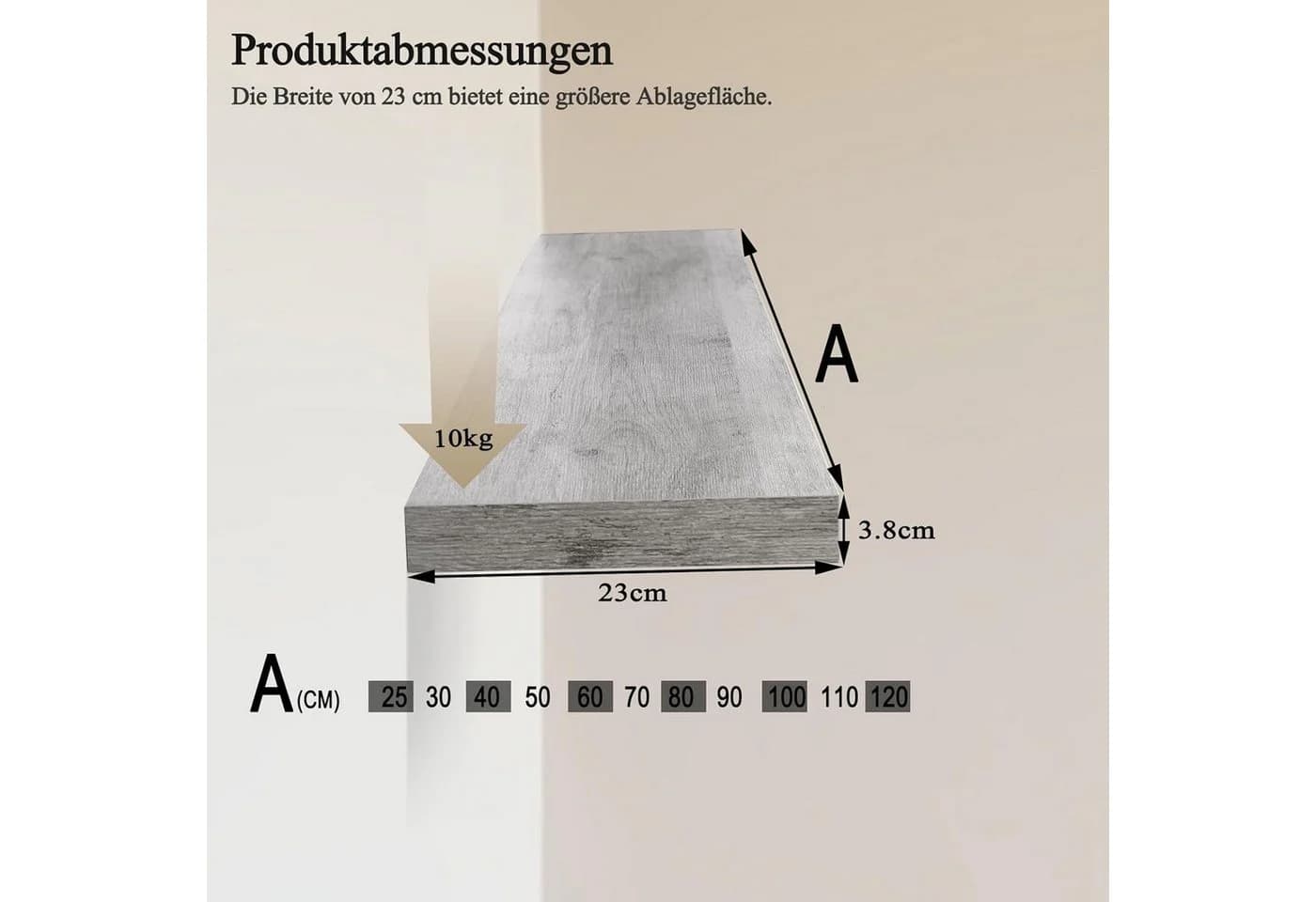Woltu Wandregal 6-tlg. Schweberegal Grau Holzoptik - Bild 3