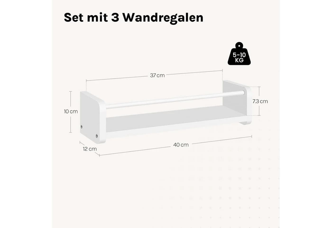 Woltu Wandregal 3-tlg. Schweberegal Weiß Modern - Bild 3
