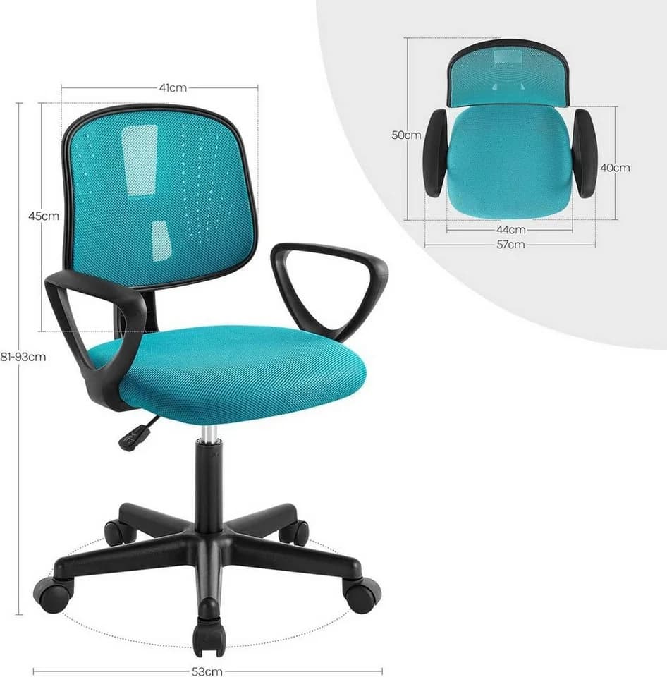 Klihome Kinderdrehstuhl Ergonomisch Höhenverstellbar Netzstoff - Bild 3