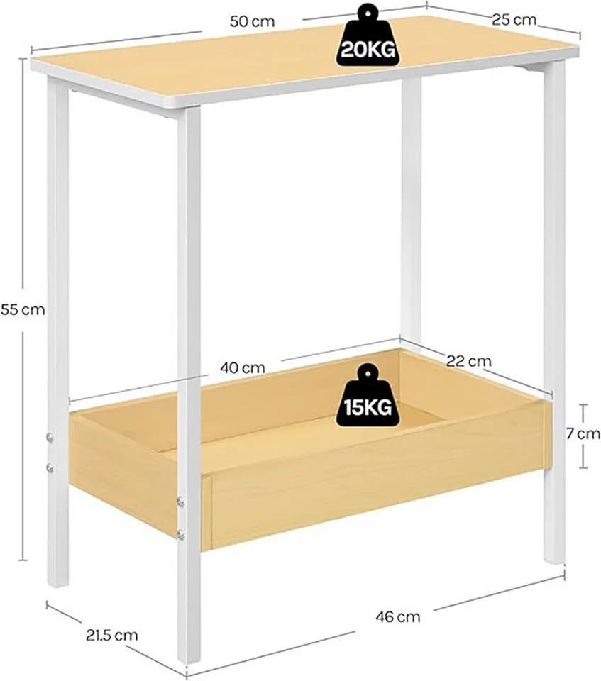 Woltu Beistelltisch mit 2 Ablagen Couchtisch mit Stauraum - Bild 3