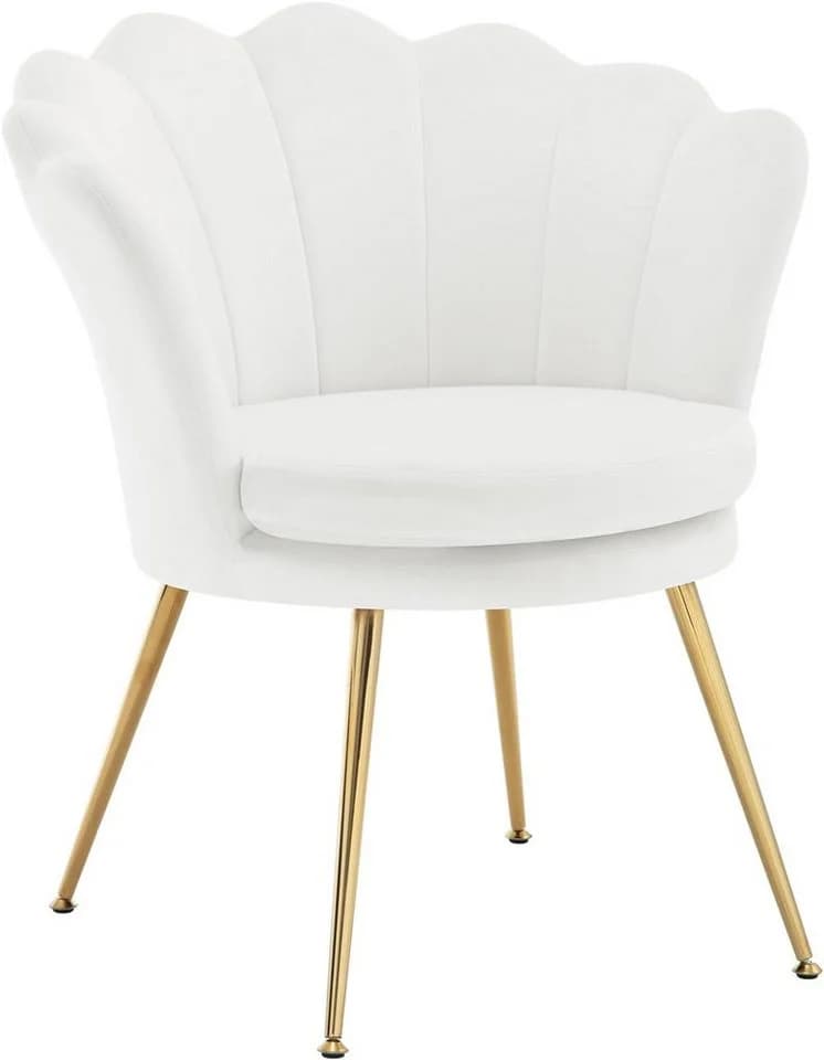 Woltu Relaxsessel Blumenform Samt Metallbeine Weiß/Rosa/Grau - Bild 2