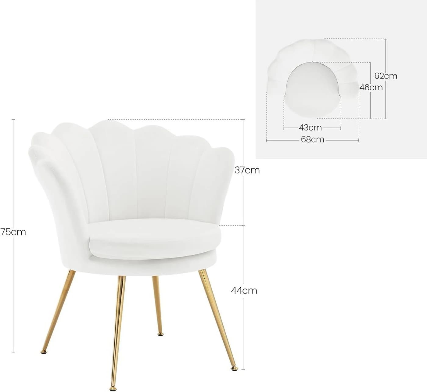 Woltu Relaxsessel Blumenform Samt Metallbeine Weiß/Rosa/Grau - Bild 3