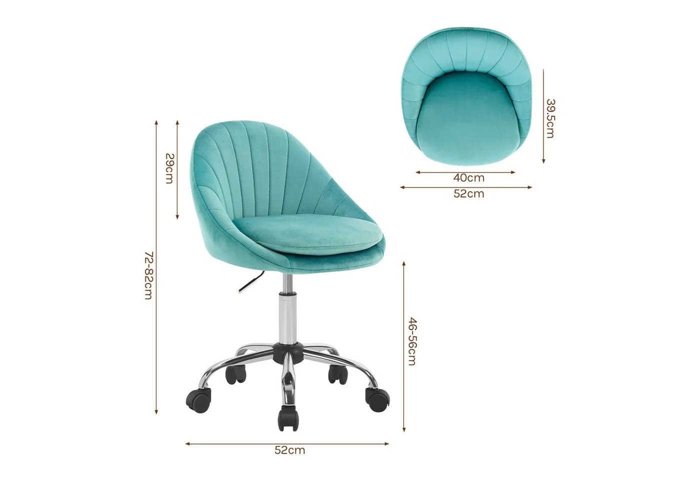Woltu Bürostuhl Ergonomisch Samt Höhenverstellbar 150 kg Belastbar - Bild 3