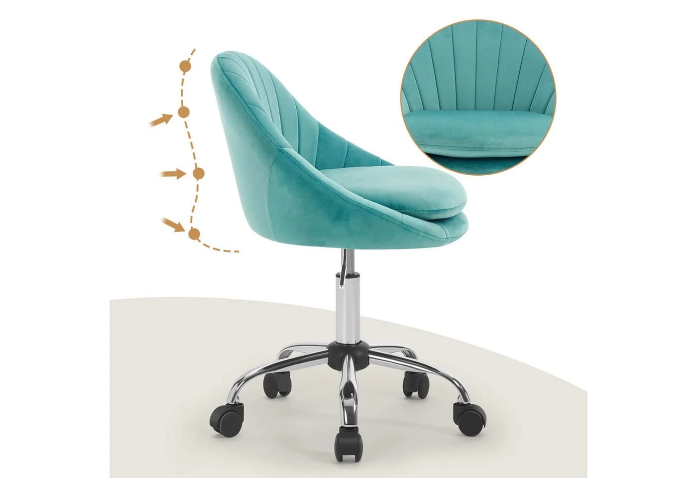 Woltu Bürostuhl Ergonomisch Samt Höhenverstellbar 150 kg Belastbar - Bild 4