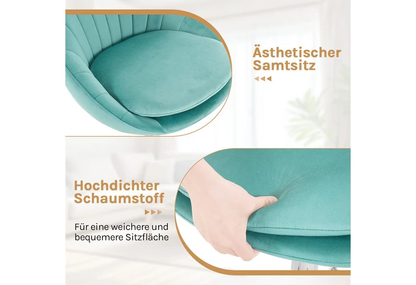 Woltu Bürostuhl Ergonomisch Samt Höhenverstellbar 150 kg Belastbar - Bild 5