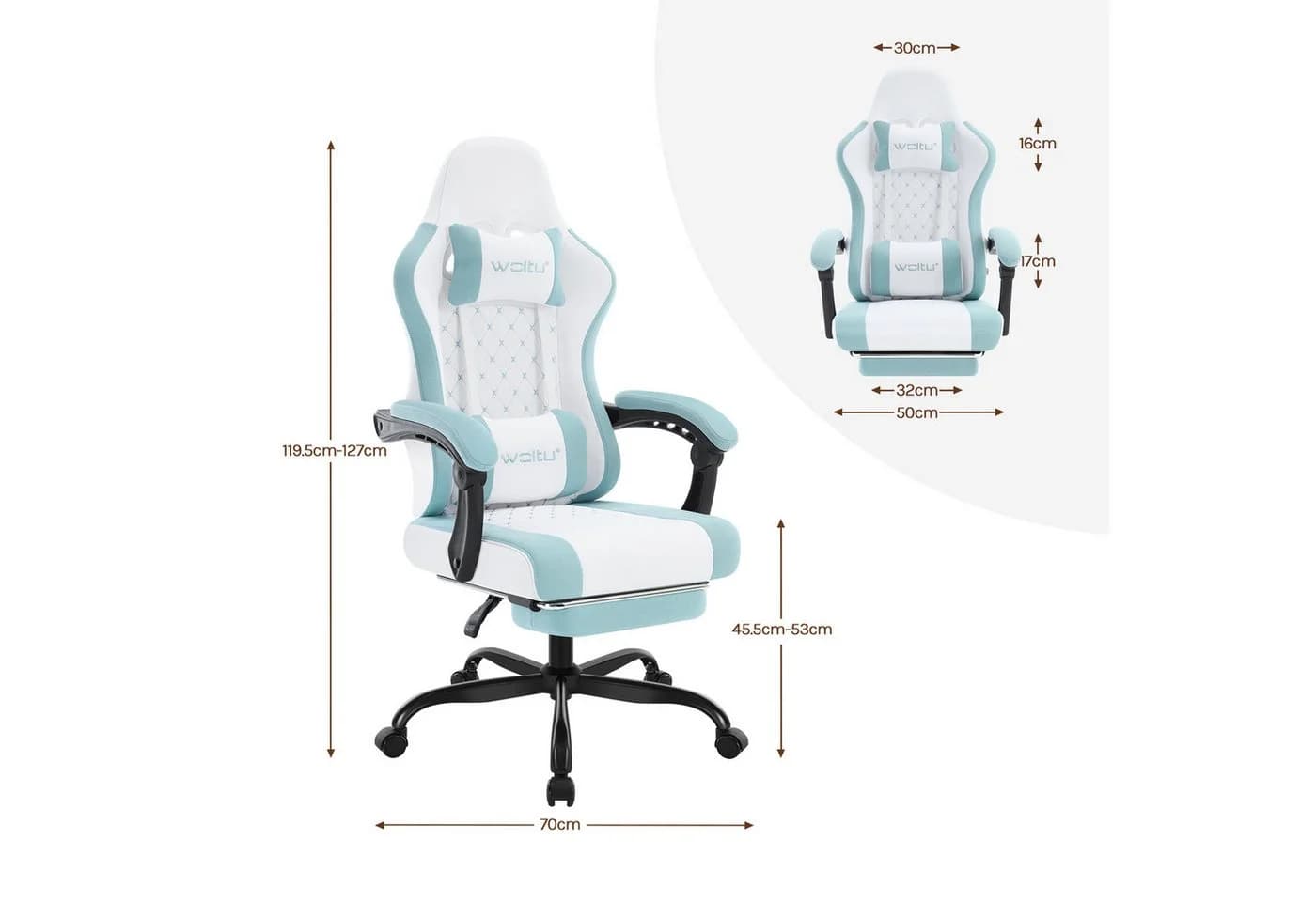 Woltu Gaming-Stuhl mit Massagefunktion, ergonomisch, 150 kg, Netzstoff - Bild 3