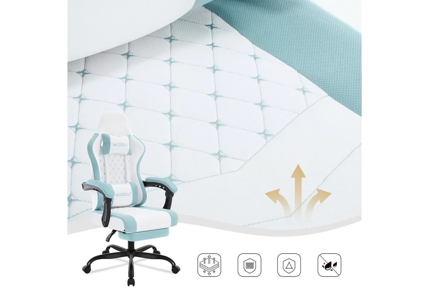 Woltu Gaming-Stuhl mit Massagefunktion, ergonomisch, 150 kg, Netzstoff - Bild 5