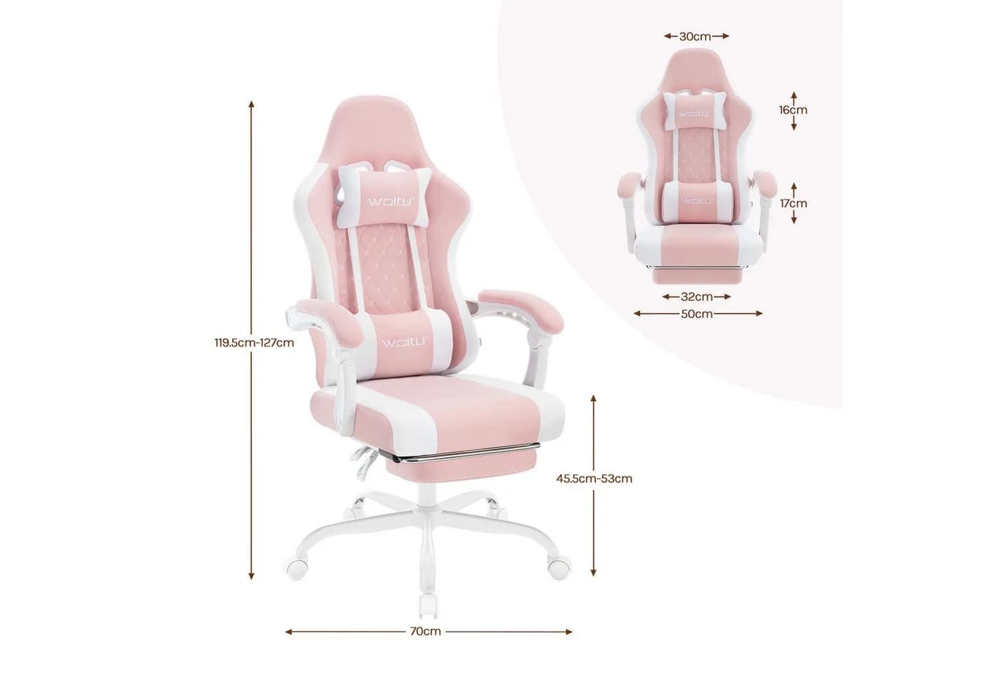 Woltu Gaming-Stuhl mit Massagefunktion, Ergonomisch, 150 kg, Netzstoff - Bild 3