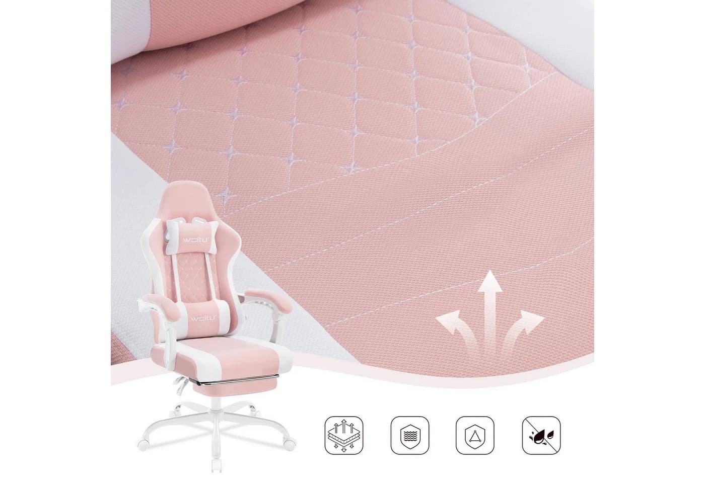Woltu Gaming-Stuhl mit Massagefunktion, Ergonomisch, 150 kg, Netzstoff - Bild 4
