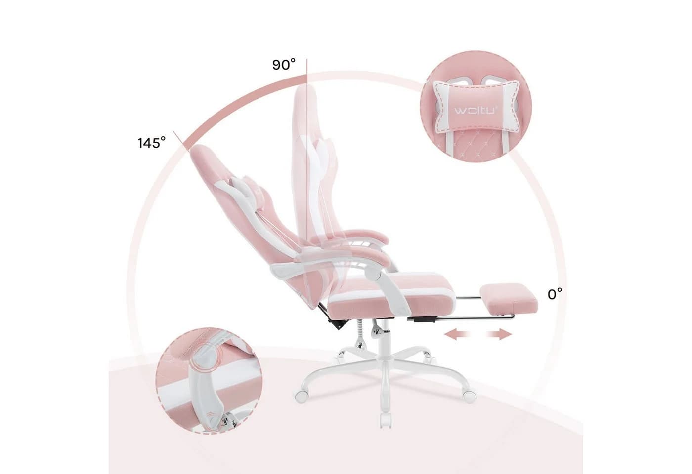 Woltu Gaming-Stuhl mit Massagefunktion, Ergonomisch, 150 kg, Netzstoff - Bild 5