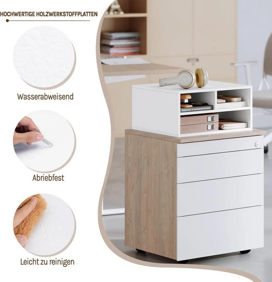 Woltu Aktenschrank Druckerregal mit 3 Fächern Weiß - Bild 5