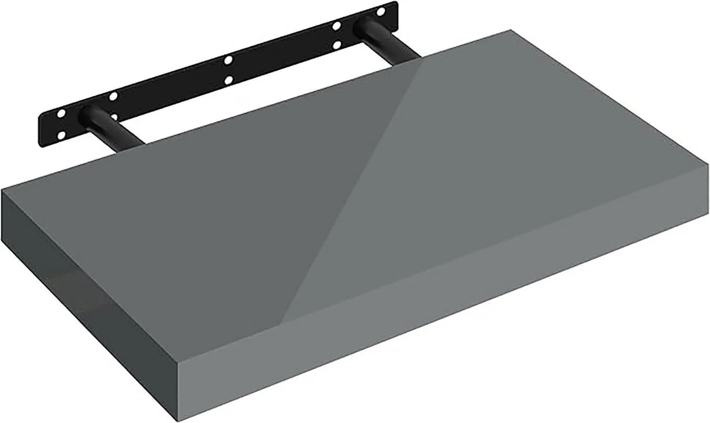 Woltu Wandregal hochglänzend Grau MDF PVC - Bild 2