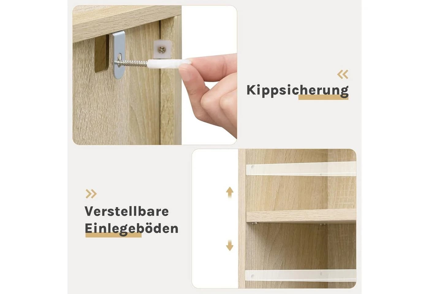 Woltu Bücherregal 2-tlg. Weiß/Helle Eiche 10 Fächer CD-Ständer - Bild 4
