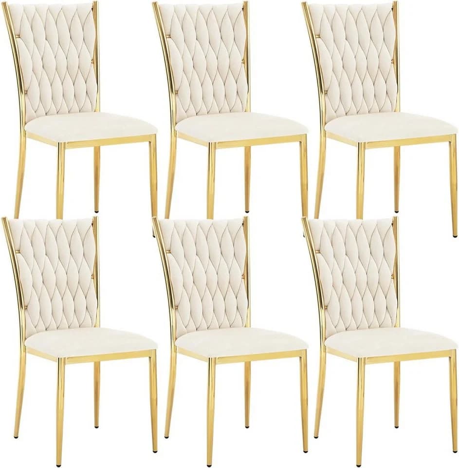 Woltu Samt Esszimmerstuhl 6er Set Dunkelgrau/Creme - Bild 2