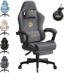 Woltu Gaming-Stuhl Ergonomisch mit Fußstütze und Verstellbarer Rückenlehne Grau Bild 1
