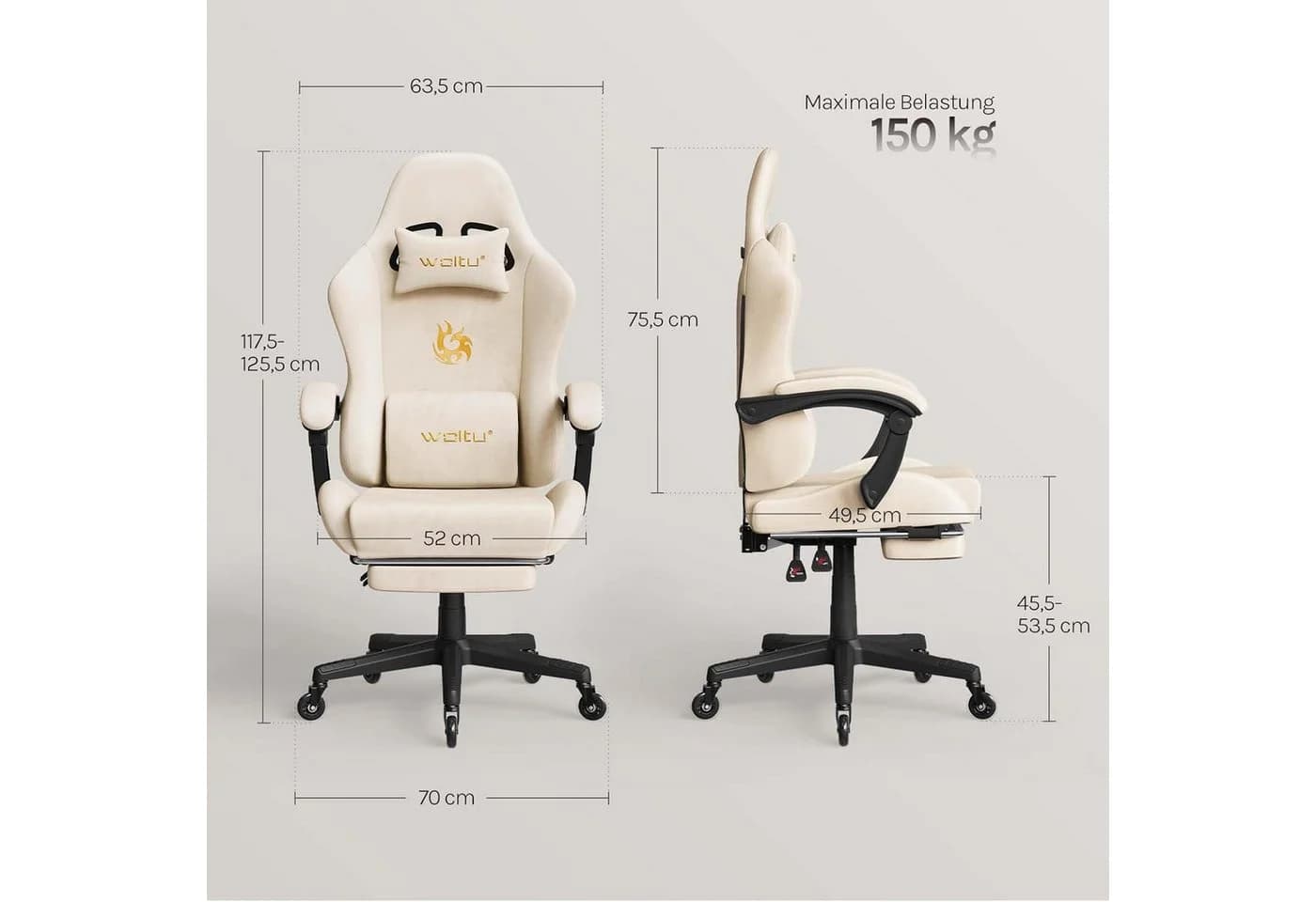 Woltu Gaming-Stuhl Ergonomisch Verstellbare Rückenlehne - Bild 3