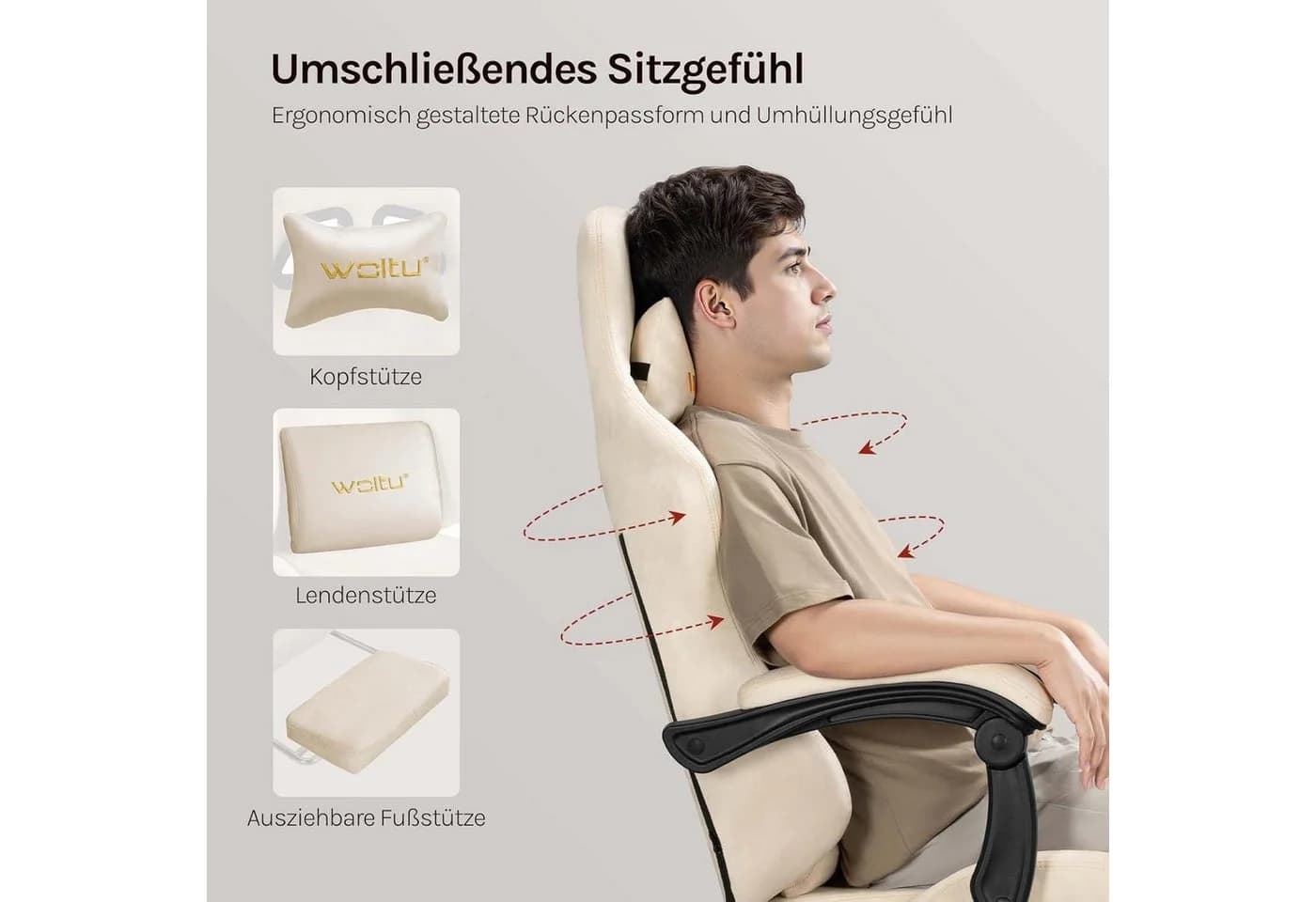 Woltu Gaming-Stuhl Ergonomisch Verstellbare Rückenlehne - Bild 4