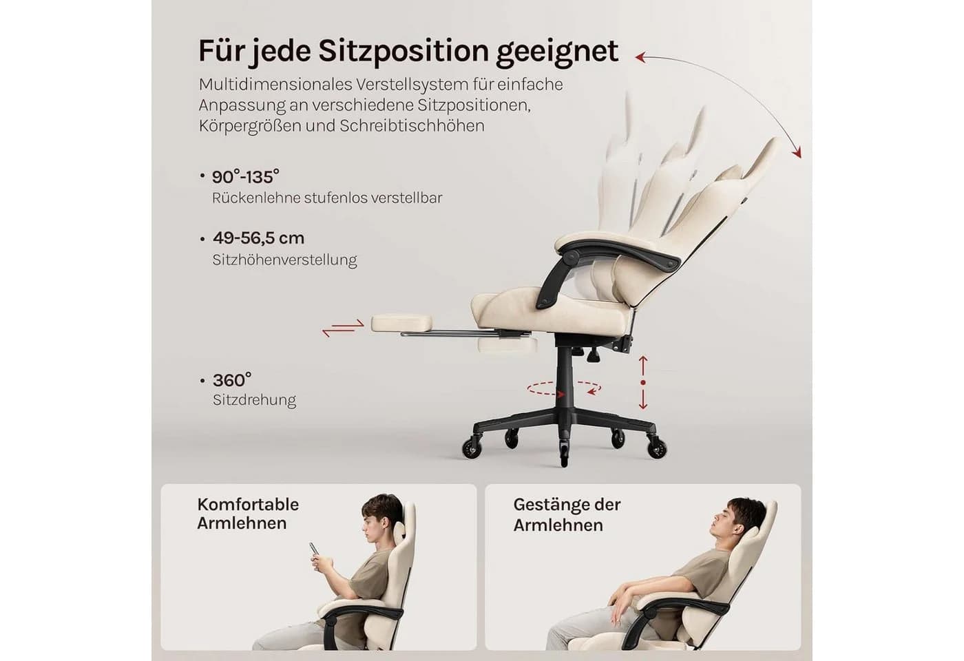Woltu Gaming-Stuhl Ergonomisch Verstellbare Rückenlehne - Bild 5