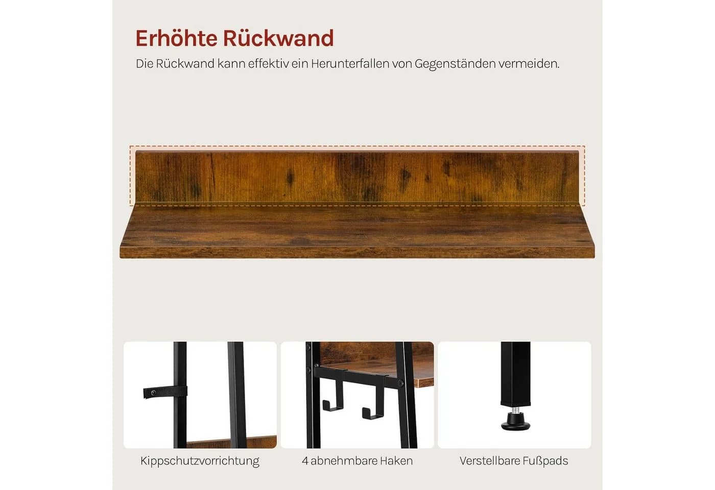 Woltu Standregal Industrie Stil 5/6 Ebenen Schwarz/Braun - Bild 5