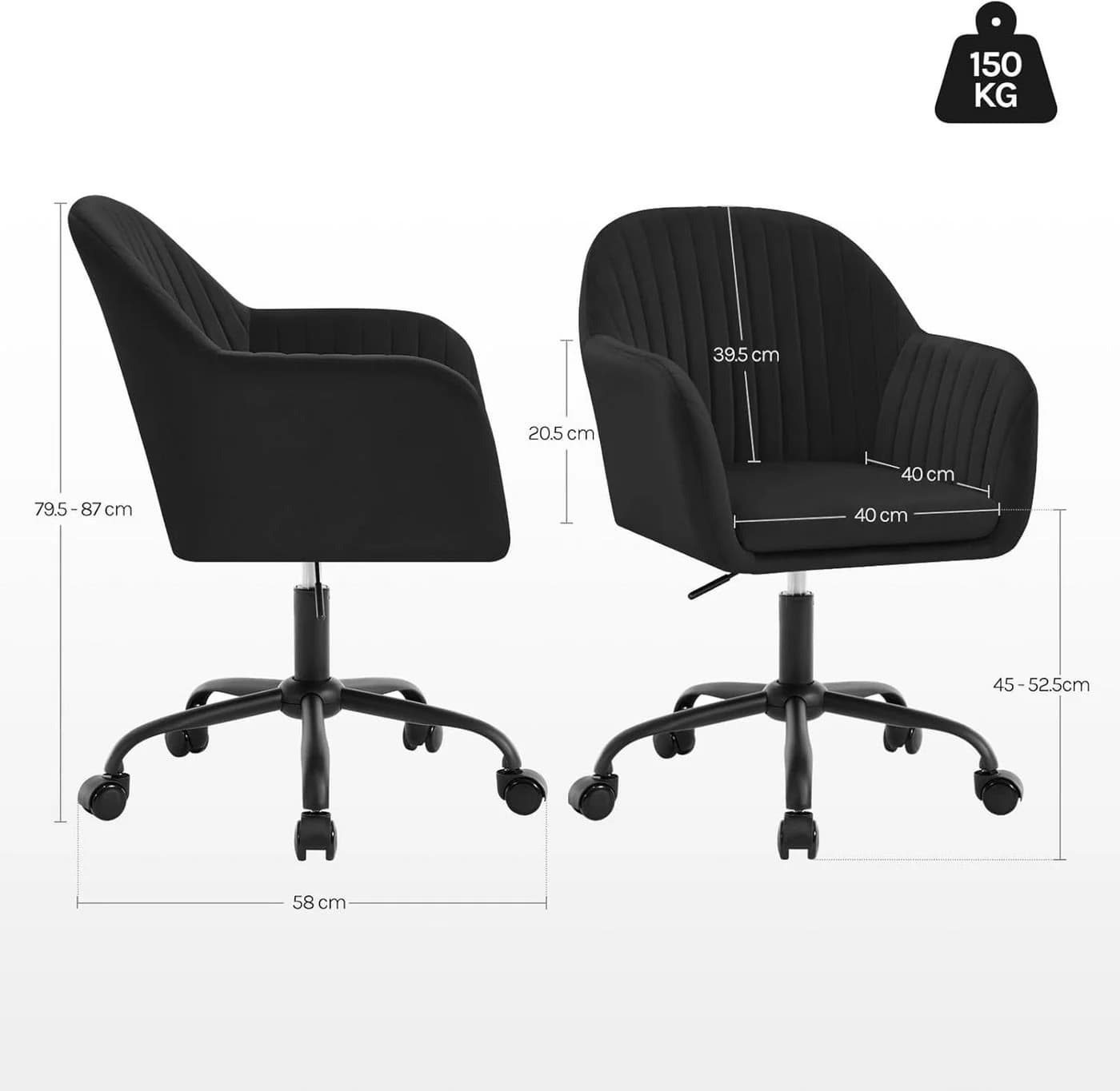 Woltu Schreibtischstuhl Homeoffice Stuhl mit Rollen höhenverstellbar - Bild 3