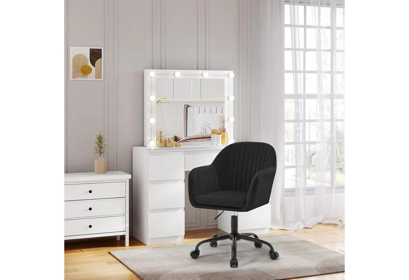 Woltu Schreibtischstuhl Homeoffice Stuhl mit Rollen höhenverstellbar - Bild 4