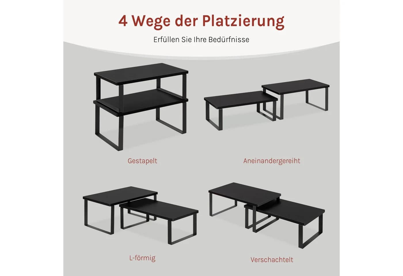 Woltu Küchenregal 2-tlg. Stapelbar Schwarz/Weiß - Bild 5