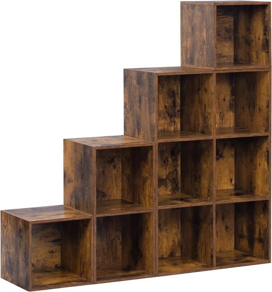 Woltu Bücherregal Raumteiler 10 Fächer Braun/Weiß - Bild 2