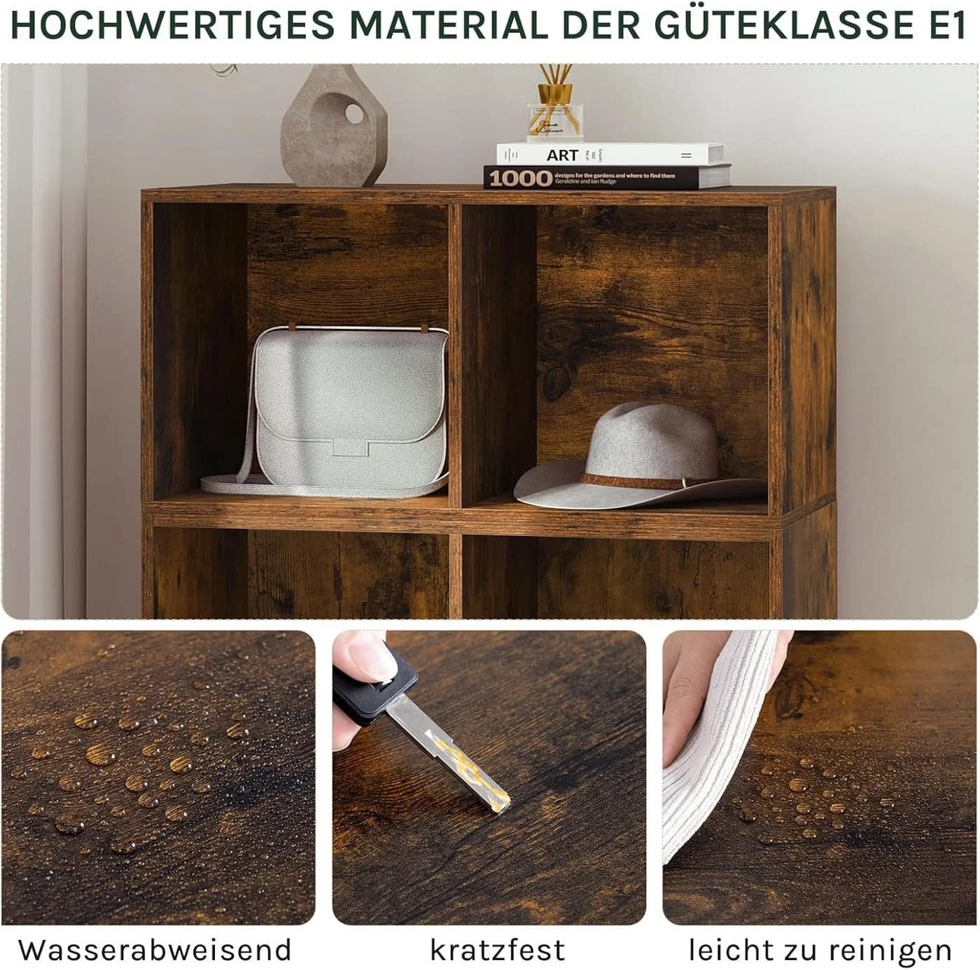 Woltu Bücherregal Raumteiler 10 Fächer Braun/Weiß - Bild 5