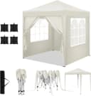 Woltu Faltpavillon 2x2 m Beige Höhenverstellbar mit Seitenteilen Bild 2