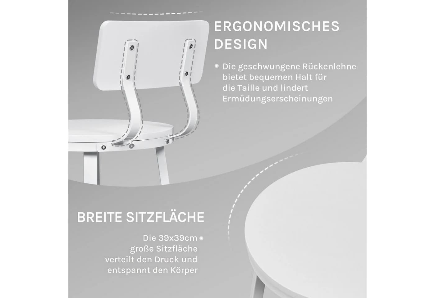 Woltu Barhocker 2er Set Weiß Metallgestell Skandinavisch - Bild 5