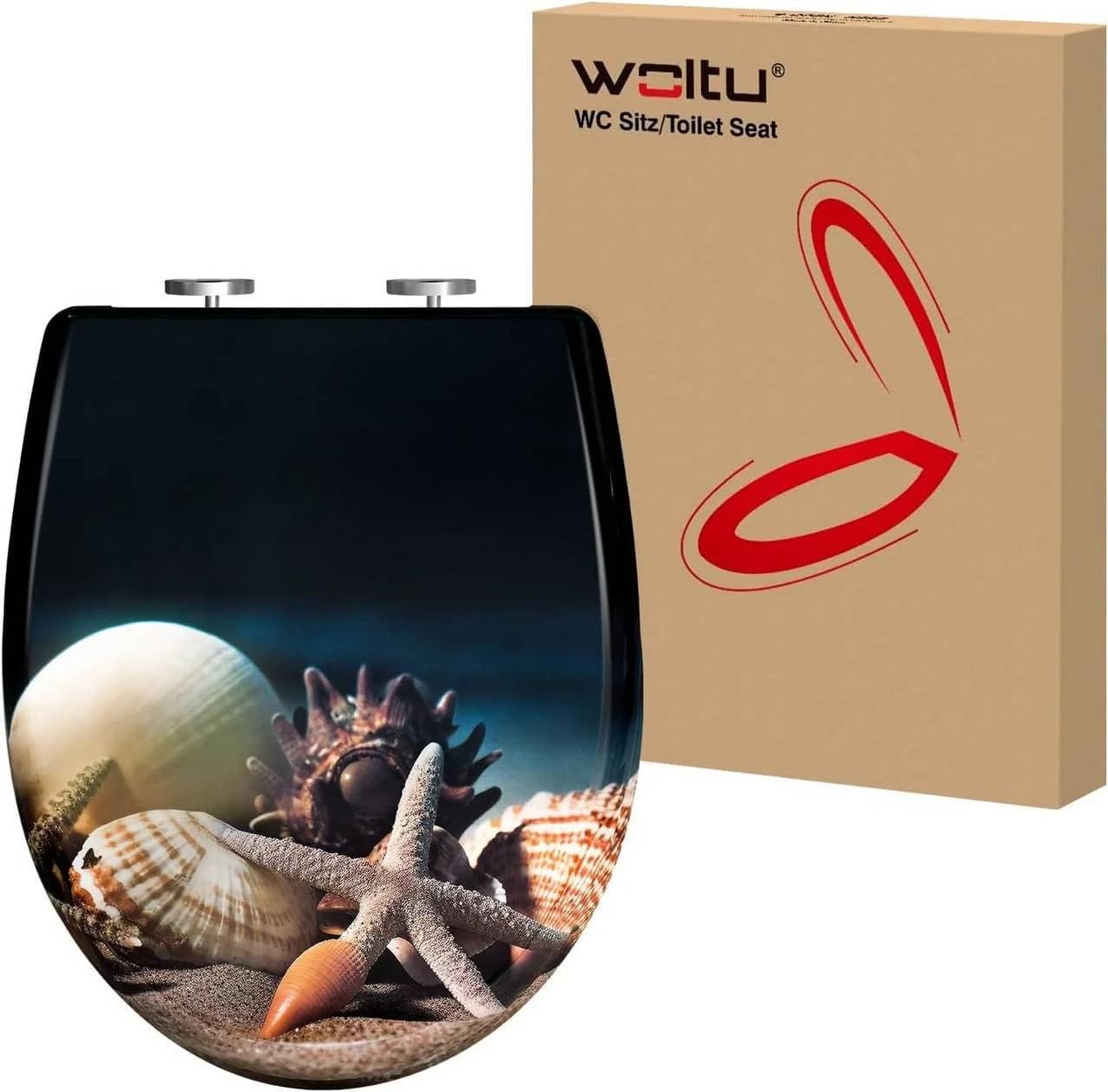 Woltu WC-Sitz mit Absenkautomatik und Soft-Close, O-Form, Blau - Bild 2