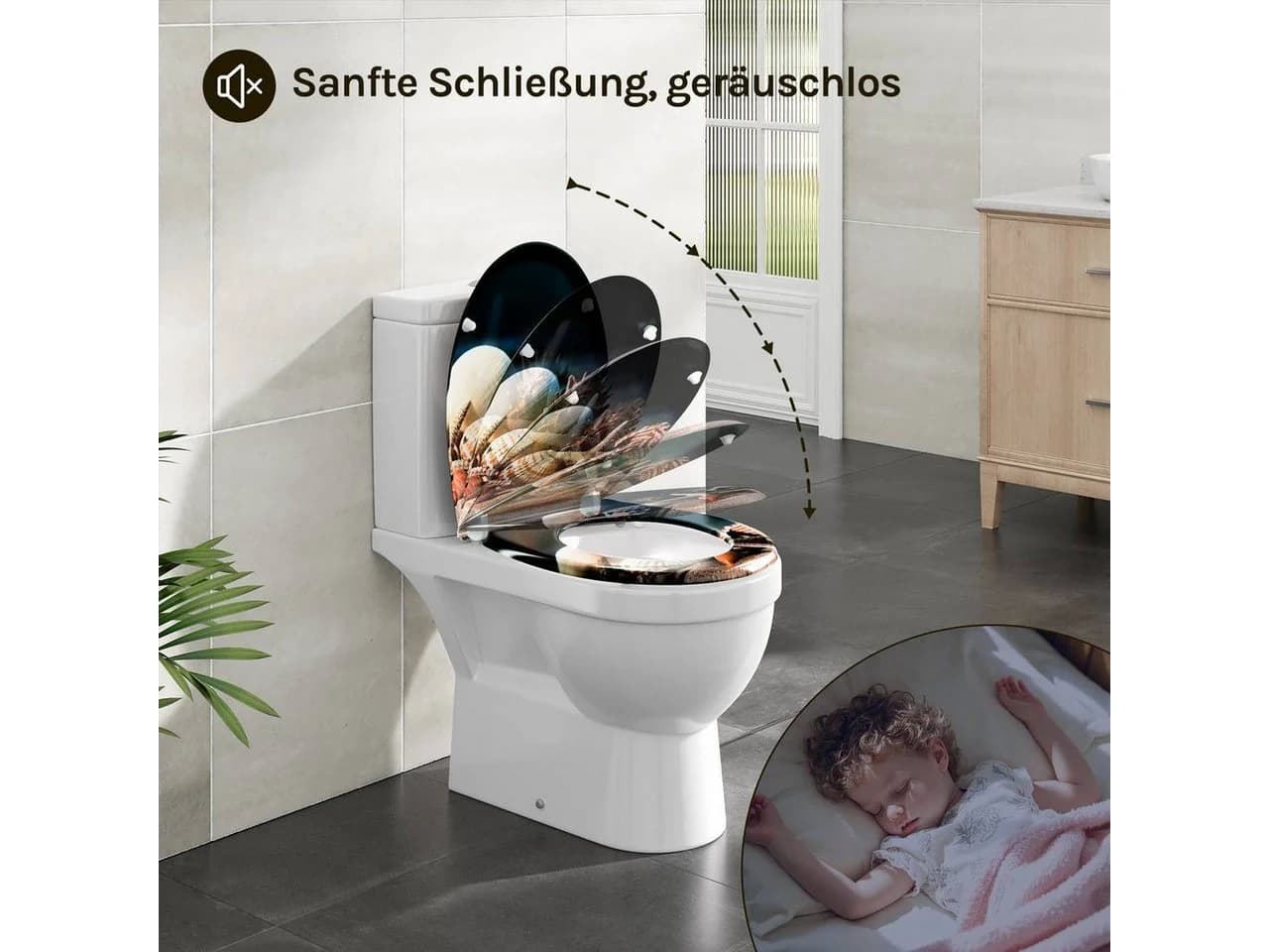 Woltu WC-Sitz mit Absenkautomatik und Soft-Close, O-Form, Blau - Bild 5